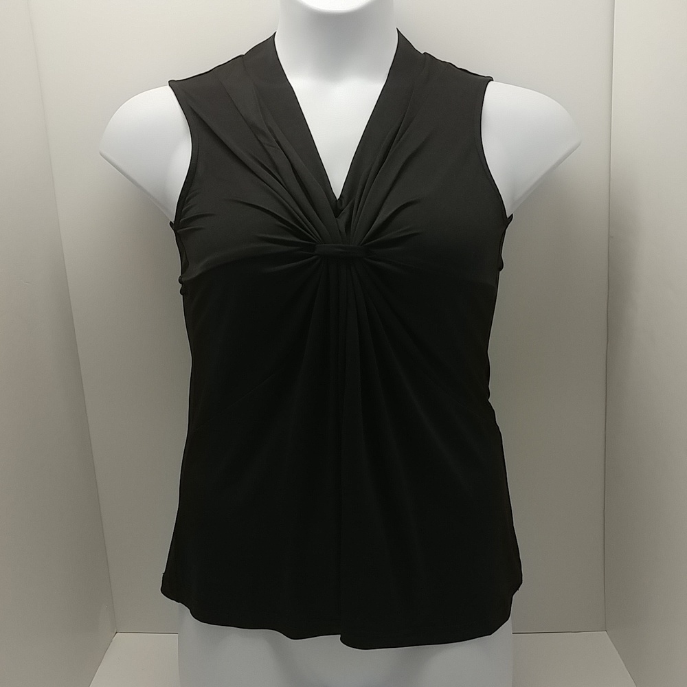 Argee women's sleeveless top gathered chest/knot medium 10-12 black